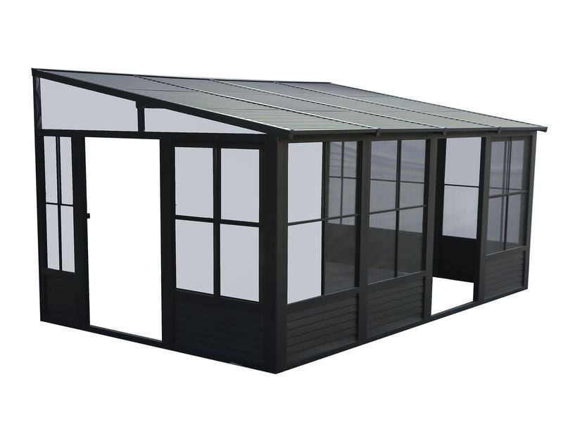 Florence - Wall Mounted Solarium 10x16 Metal Roof In Black