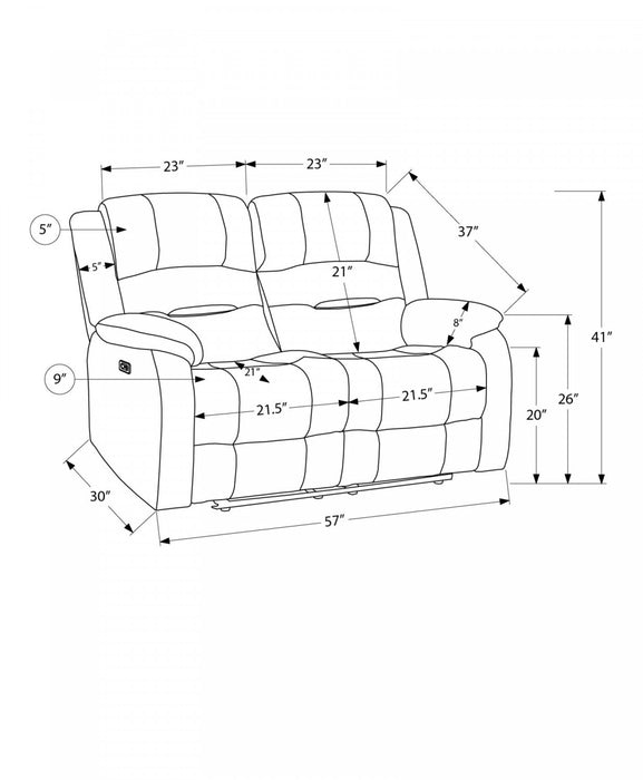 Small 2-Seater Power Reclining Love Seat, 50\" Wide, Usb Port Included, Gold Fabric Recliner