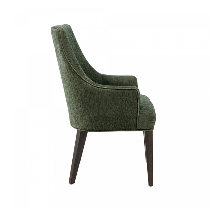 Beever Modern Chenille Wood Armchair in Forest Green