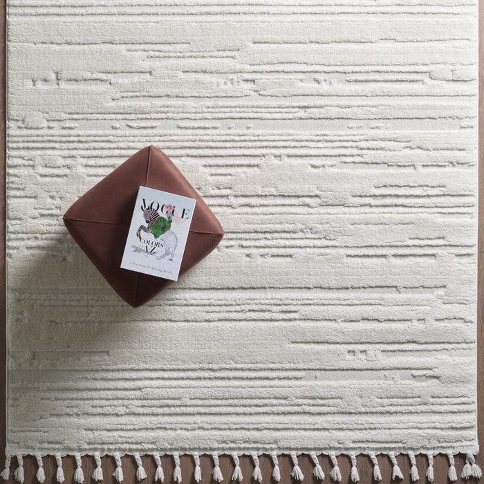 Quinto Cream Waves Shag Area Rug - 2'7\" x 8'