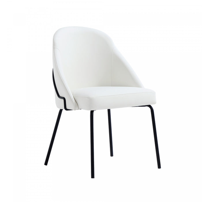 Gracie Modern Vegan Leather Metal Dining Chair in White and Black - Set of 4