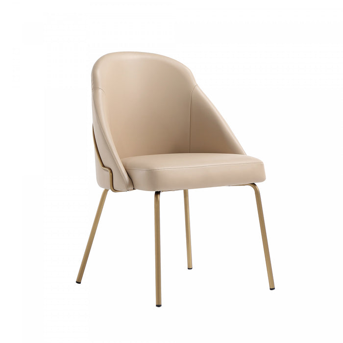 Gracie Modern Vegan Leather Metal Dining Chair in Tan and Gold - Set of 4