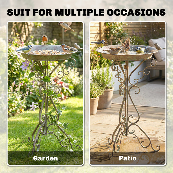 Outsunny Bird Bath with Bird Statue, Vintage Garden BirdBath