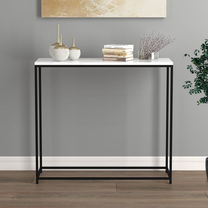 31” Modern Console Table - Marble With Black Metal