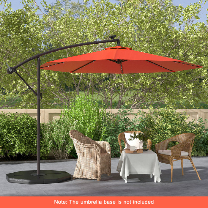 Costwsy 10 Ft Patio Solar LED 40 Lights Offset Umbrella Crank Cross Base Wine Orange