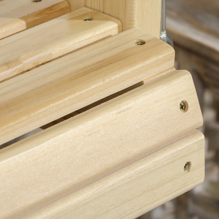 Outsunny Hanging Porch Swing, Patio Swing With Armrests, Natural Wood