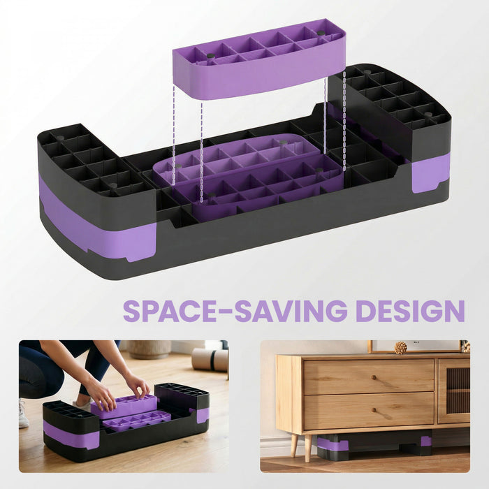 Soozier Aerobic Exercise Step Platform, 4\"/6\"/8\" Height Adjustable Aerobic Stepper with Risers, Workout Stepper for Home Gym, Men, Women, Cardio Fitness, Strength Training, Purple
