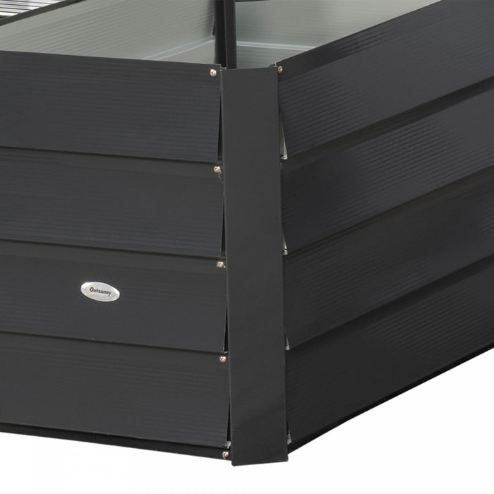 Outsunny L-shaped Galvanized Steel Raised Garden Bed, Dark Grey