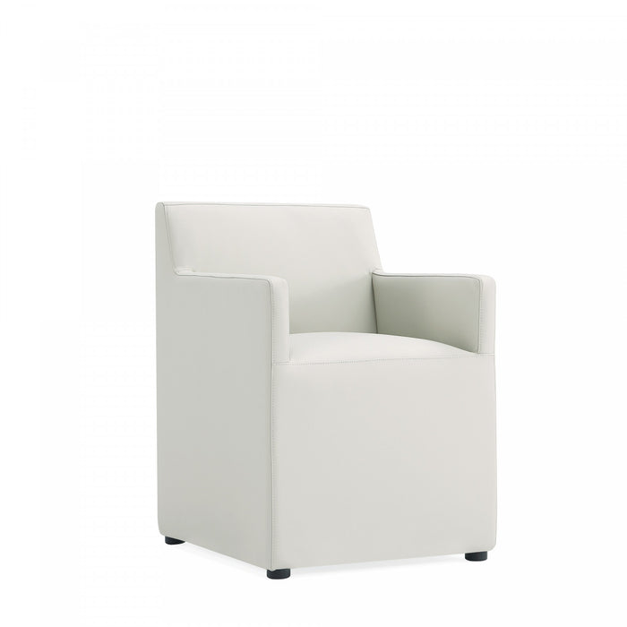 Anna Square Modern Vegan Leather Armchair in Stone Gray - Set of 2