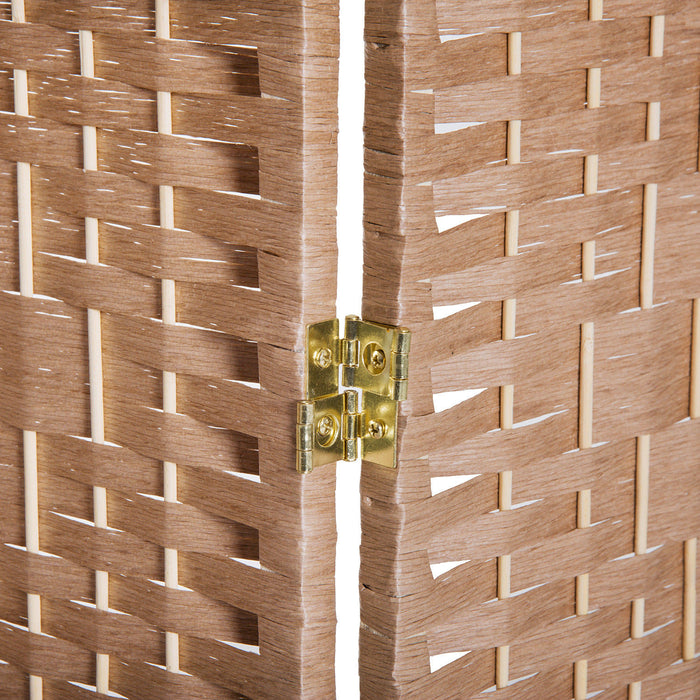 Homcom Double Hinged Woven Wicker Room Divider And Privacy Screens