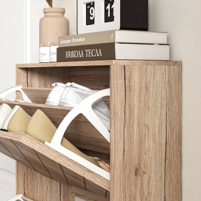 HOMCOM Slim Shoe Storage Cabinet with 3 Flip Drawers for 9-12 Pair of Shoes