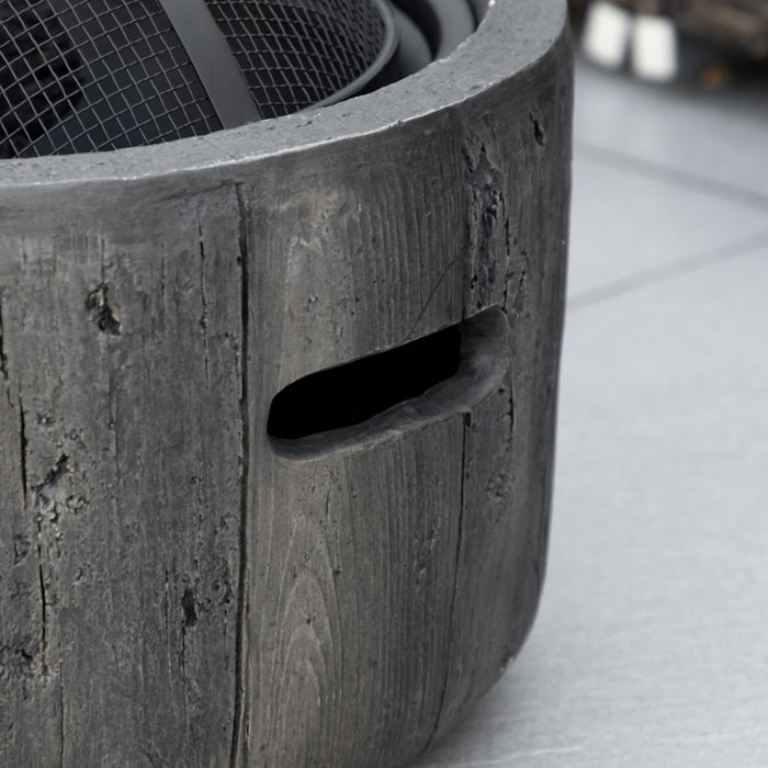 Outsunny 18\" Fire Pit Wood Burning Bowl With Spark Screen, Poker, Brown