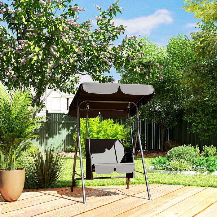 Outsunny 1-seat Patio Swing Chair With Adjustable Canopy And Cushions