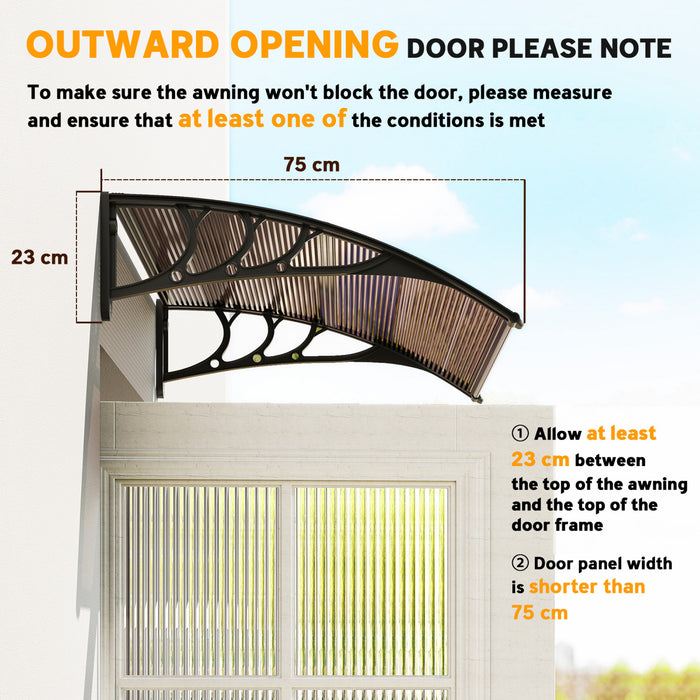 Outsunny Window Awning, Polycarbonate Cover Patio Awnings, Brown