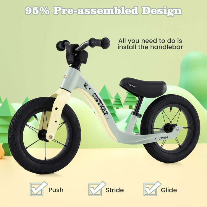 Costway 12 Inch Magnesium Toddler Balance Bike No Pedal Training Toddler Balance Bike Green
