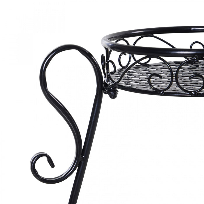 Outsunny 2-tier Flower Pot Stand, Freestanding Plant Display Rack Indoor Outdoor, Metal Plant Stand, Easy To Clean, For Porch, Patio, Backyard Or Living Rooms