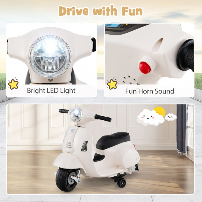 Costway Kids Ride On Motorcycle With Training Wheels Headlight Horn 6v Battery White