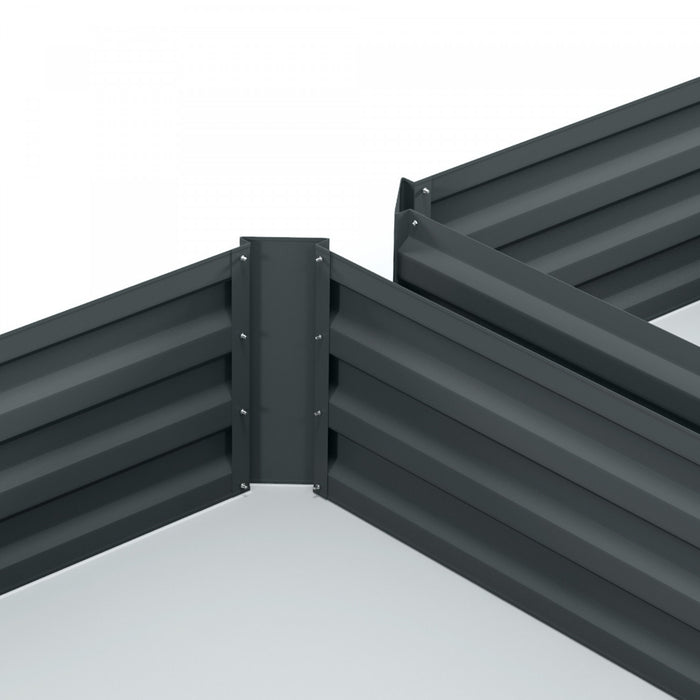 Outsunny 39\" X 39\" X 12\" Set Of 2 Raised Garden Bed, Elevated Planter Box With Galvanized Steel Frame For Growing Flowers, Herbs, Succulents, Dark Grey