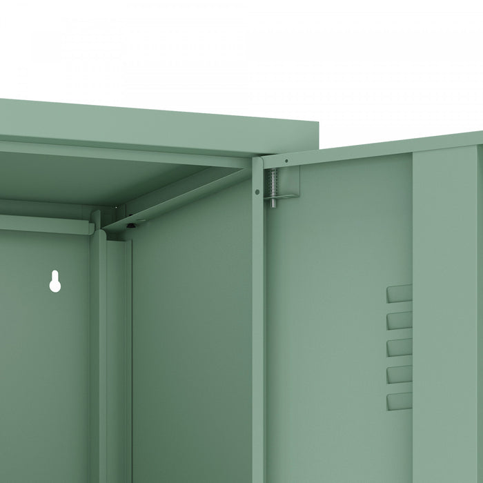 Naomi Modern 15\" Metal Storage Cabinet in Sage Green Armoire