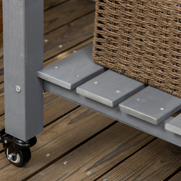 Outsunny 47\" X 21\" Raised Garden Bed, Elevated Wooden Planter Box, Grey