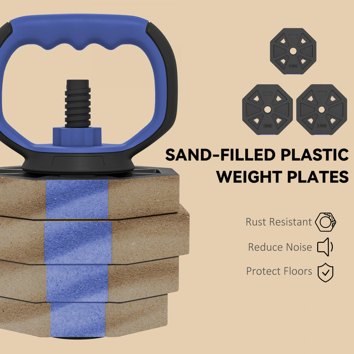 Soozier 6-in-1 Adjustable Dumbbell Set, 55lbs Free Weights Set, Blue