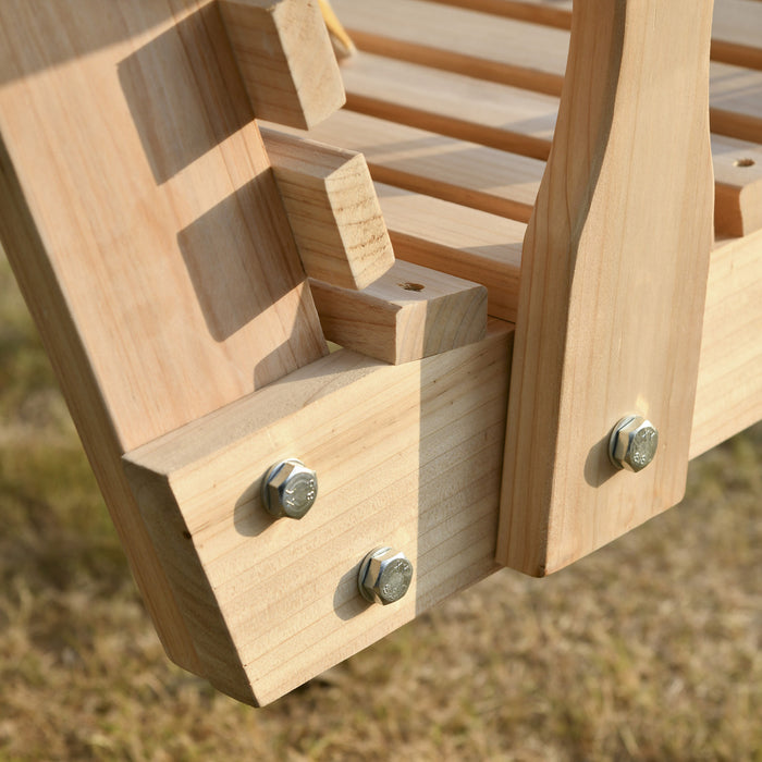 Outsunny 2 Seater Porch Swing Wooden Patio Swing Chair Seat With Cup Holder And Chains Outdoor Swing Bench For Garden Yard, Natural