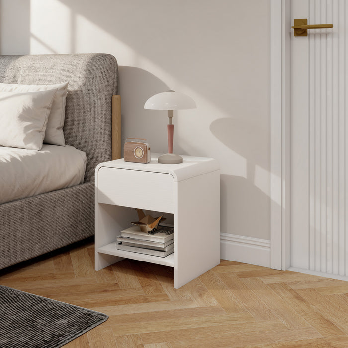 HOMCOM Nightstand Set of 2, Bedside Table with Rounded Corners, White