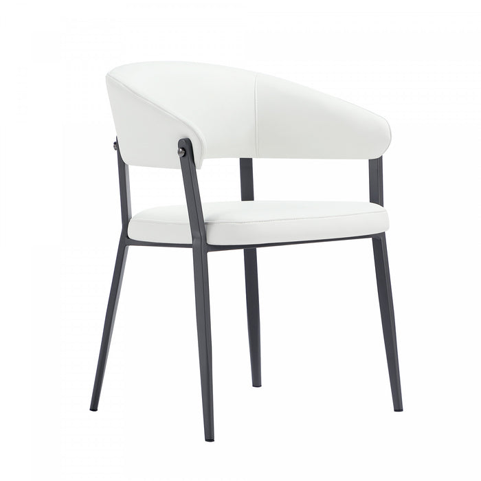 Belle Modern Metal Upholstered Dining Chair in White - Set of 2