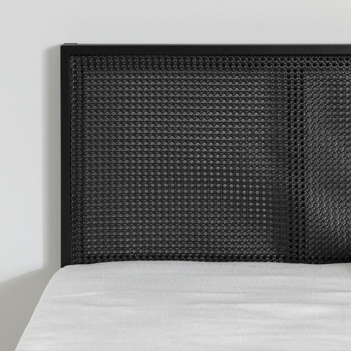 Hoya Natural Cane Metal Full Platform Bed - Pure Black
