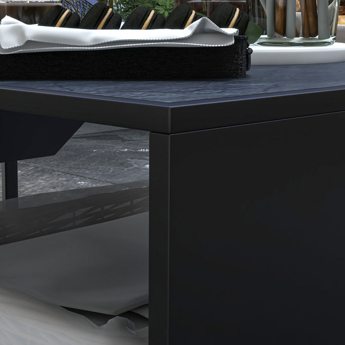 Outsunny Fire Pit Coffee Table, Wood-burning Firepit With Ceramic Tile Top