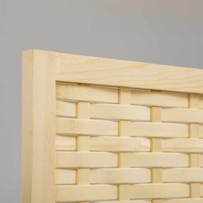 HOMCOM 4-Panel Room Divider, 5.6 FT Bamboo Folding Privacy Screen, Natural