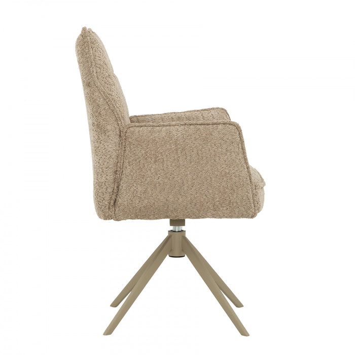 Elowen Taupe Upholstered Swivel Dining Armchair (Set of 2)