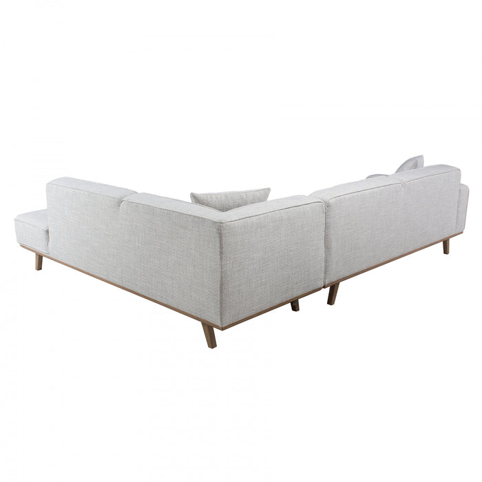 Sloane 2-Piece Linen-Look Fabric Sectional with Tufted Back and Tapered Wood Legs - Light Grey