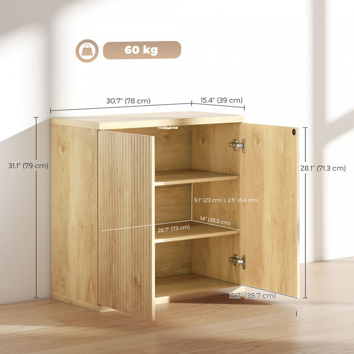 HOMCOM Sideboard Buffet Cabinet, Kitchen Cabinet with Soft-Close Door, Oak