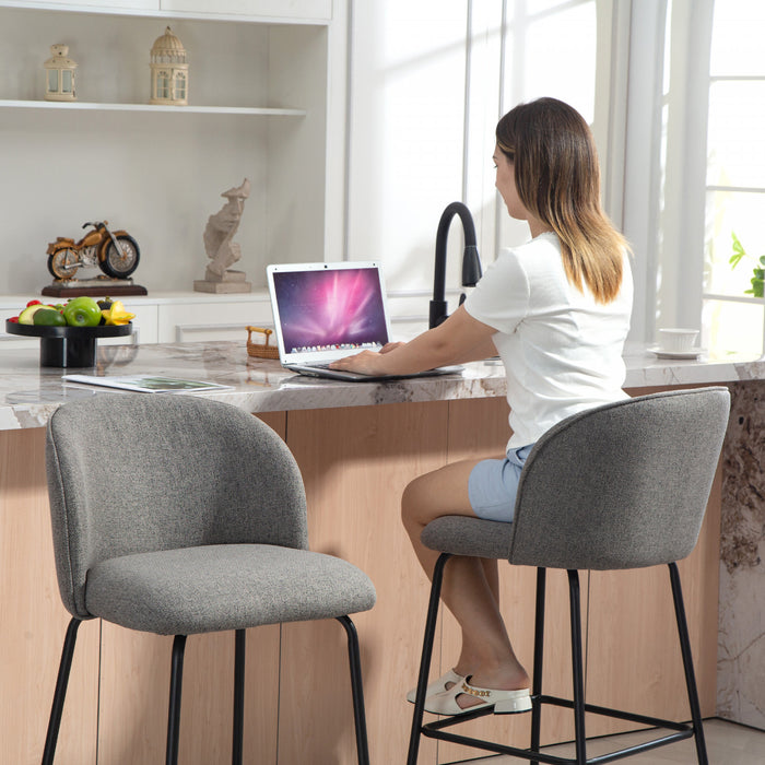 HOMCOM 27\" Counter Height Modern Bar Stools Set of 2 with Back, Dark Grey