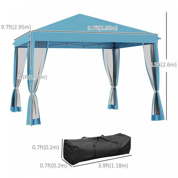 Outsunny 10' X 10' Pop Up Canopy Tent Gazebo With Removable Mesh Sidewall