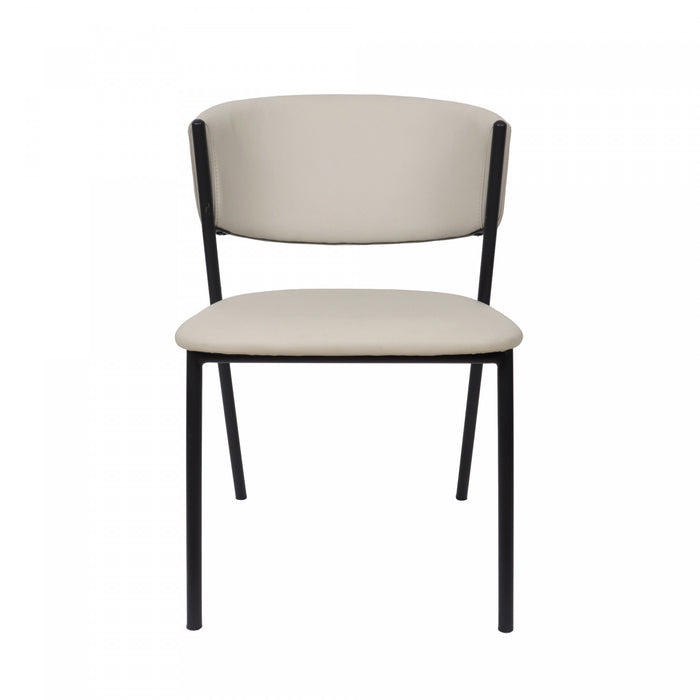 Drift Contemporary Modern Vegan Leather Metal Side Chair in Stone Gray - Set of 4