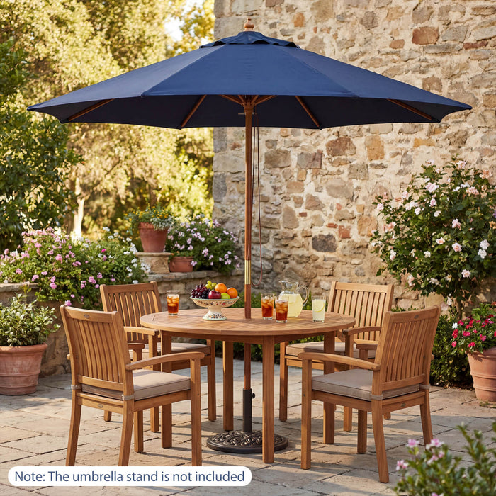 Costway 9 FT Patio Umbrella with Adjustable Height. Rope Pulley Lift. Vented Top for Beach Navy Blue