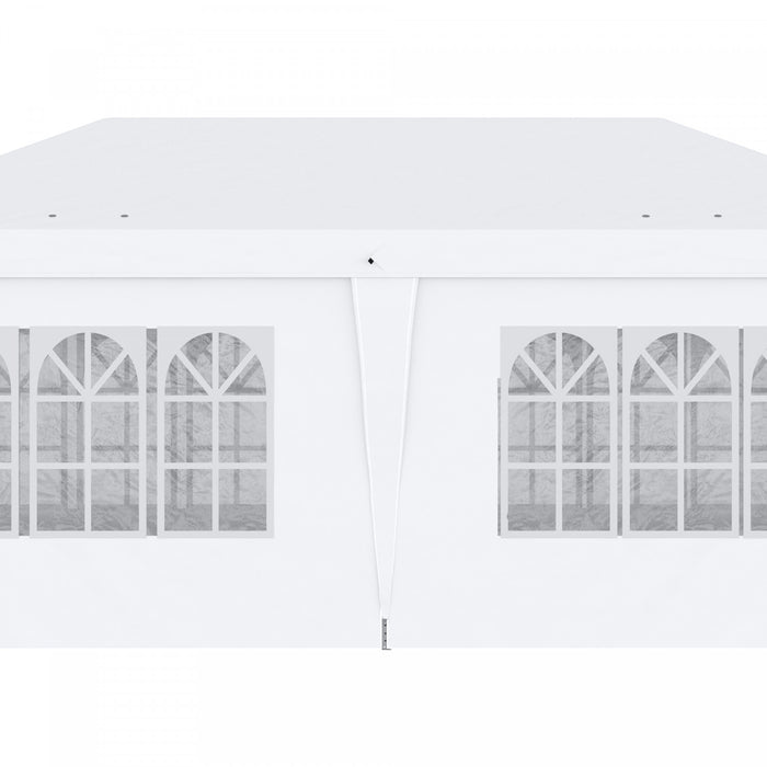 Outsunny 10' X 20' Pop Up Canopy With 6 Walls, Outdoor Easy Up Canopy Party Tent With Steel Frame, Drainage Holes, Instant Garden Shade Shelter With Carrying Bag, White