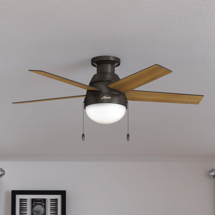 Anslee Low Profile Ceiling Fan with Light Fixture - Bronze