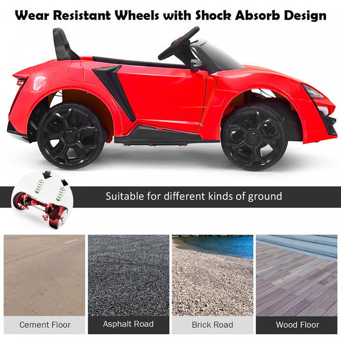 Costway 12v Kids Ride On Car 2.4g Rc Electric Vehicle W/ Lights Mp3 Openable Doors Red