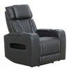 Kingsley 37 in. Leather Match Power Glider Recliner with Adjustable Headrest and USB - Black | Fauteuil inclinable electrique a mouvement coulissant Kingsley de 37 po en cuir assorti avec appuie-tete ajustable et ports USB - Noir