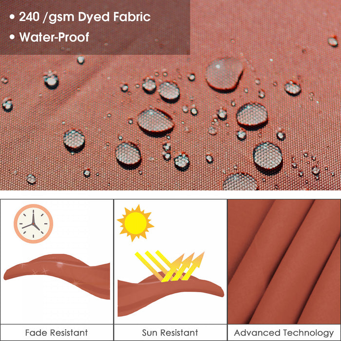Costway 10Ft Square Patio Offset Cantilever Umbrella 360 Degree Tilt Aluminum Brick Red