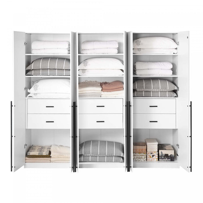 Lee Modern 32\" Wardrobe Closet in White - Set of 3 Armoire