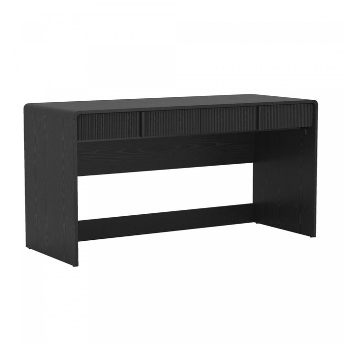 Novara Contemporary 60\" Writing Desk in Black (2-Drawer)