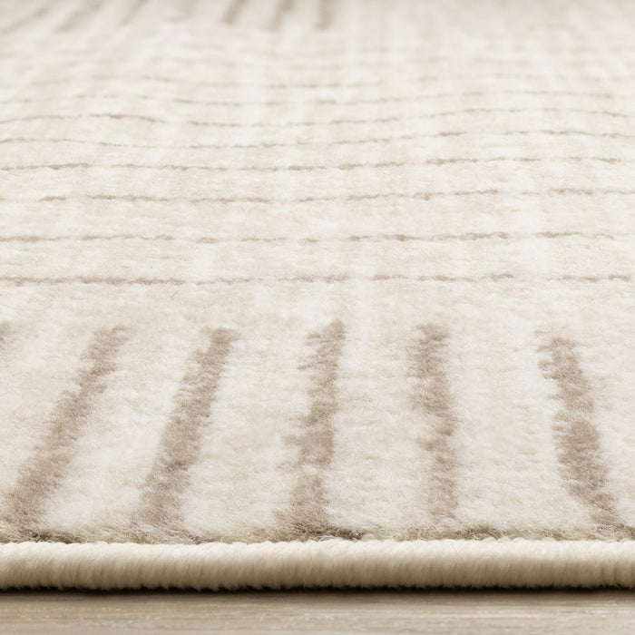 Florence Brown Cream Geometric Linework Design Rug, 5'3\" x 7'4\" Indoor Area Rug