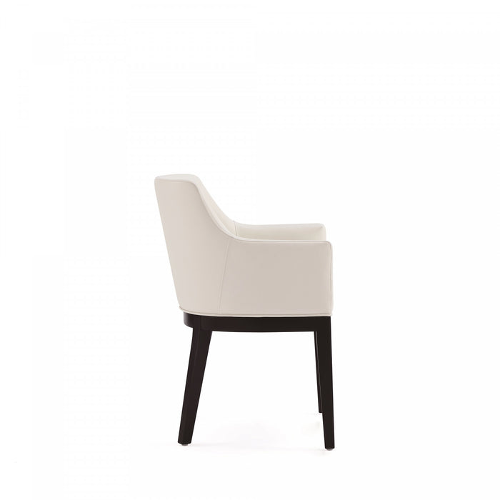 Gansevoort Modern Wood Vegan Leather Armchair in Ivory - Set of 2