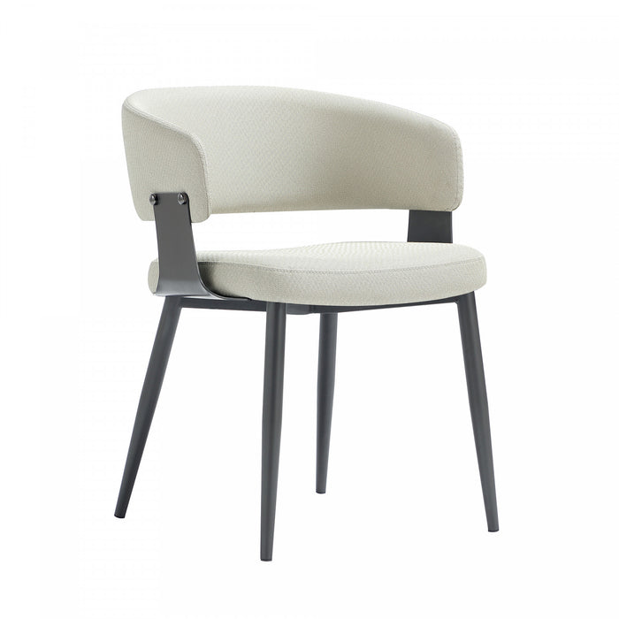 Luce Modern Textured Vegan Leather Metal Dining Chair in Oatmeal - Set of 4