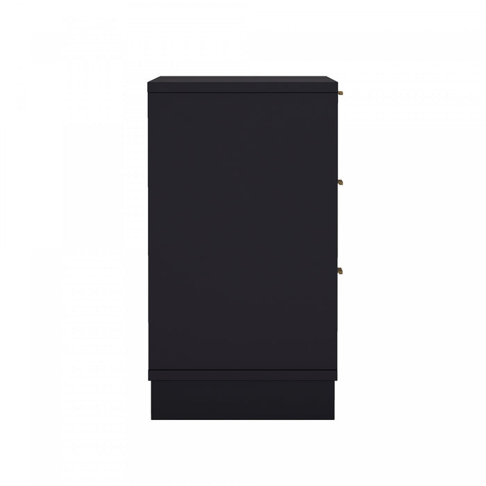 Elara Contemporary 38\" Solid Wood Dresser in Black (3-Drawer)
