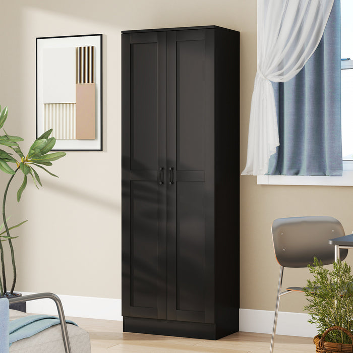 HOMCOM 5-Tier Storage Cabinet with Shelves, Kitchen Pantry Cabinet, Black